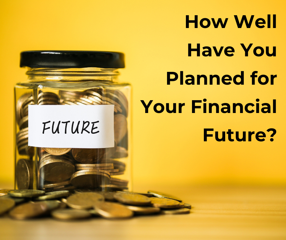 Image of jar with coins in it labeled "Future" with yellow background.