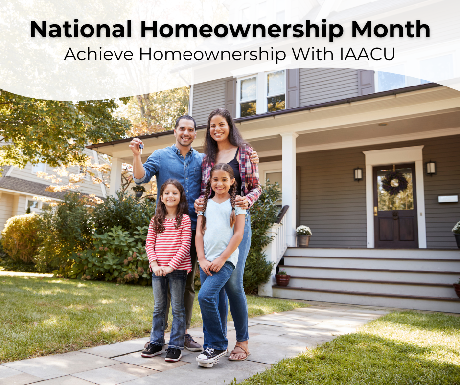 Image of family in front of house holding keys.